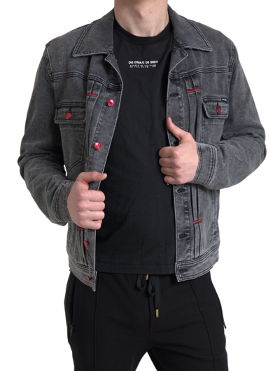 Pre-owned Dolce & Gabbana Jacket Gray Washed Cotton Stretch Denim Men It48/ Us38/m 1300usd