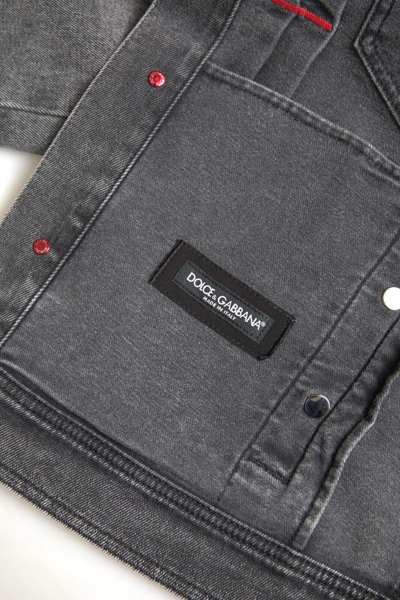 Pre-owned Dolce & Gabbana Jacket Gray Washed Cotton Stretch Denim Men It48/ Us38/m 1300usd