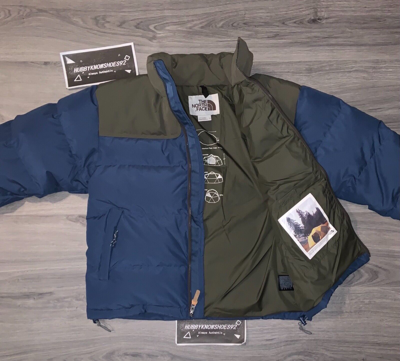 Pre-owned The North Face Men's Blue Green 1992 Low Fi Hi Tek Nuptse 700-down Jacket In Shady Blue/new Taupe Green