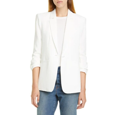 Pre-owned Cinq À Sept Cinq A Sept Women Blazer Suit Crepe Khloe Solid White Single Button Welt Pockets