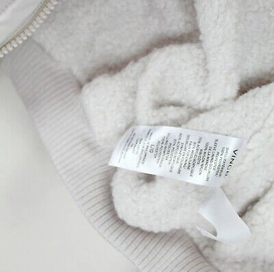 Pre-owned Vince Soft Faux Shearling Lined Zip Bomber Jacket, Lucite, Large, Msrp $525