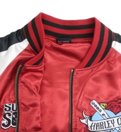 Pre-owned Dc Comics Suicide Squad Size L Souvenir Jacket Sukajan Outerwear Crazy Harley Quinn Unisex In Red
