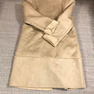 Pre-owned Frye Coat Women's Small Natural Faux Shearling Double Breasted Pea Coat In Beige