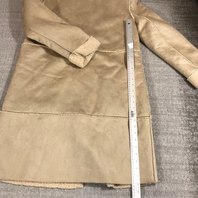 Pre-owned Frye Coat Women's Small Natural Faux Shearling Double Breasted Pea Coat In Beige