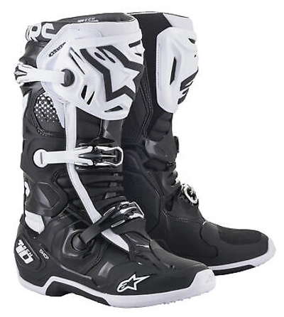 Pre-owned Alpinestars 2010020-12-8 Unisex-adult Tech 10 Boots Black/white Sz 08 (multi, On