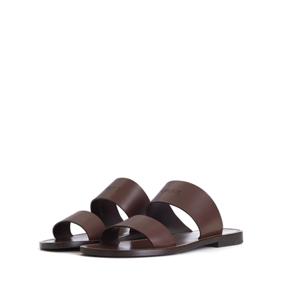 Pre-owned Celine 660$ Dark Brown Calfskin Leather Sandals - Lerins Vegetal Tanning