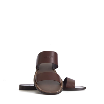 Pre-owned Celine 660$ Dark Brown Calfskin Leather Sandals - Lerins Vegetal Tanning
