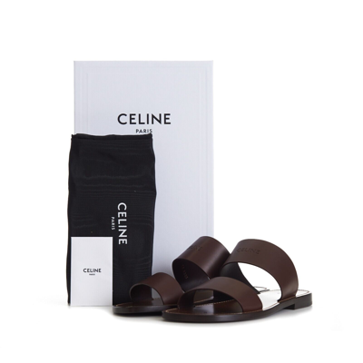 CELINE Pre-owned 660$ Dark Brown Calfskin Leather Sandals - Lerins Vegetal Tanning