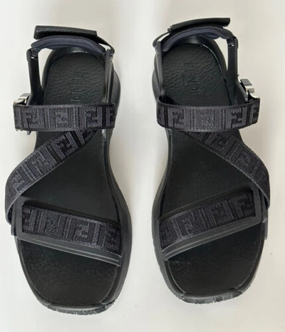 Pre-owned Fendi $895  Men's Ff Strapped Black Sandals 12 Us/ 11 Uk Italy 7x1503