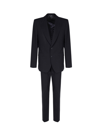 Shop Dolce & Gabbana Sicilian Suit In Stretch Wool In Dark Blue