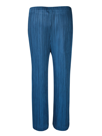 Shop Issey Miyake Pleated Teal Trousers In Blue