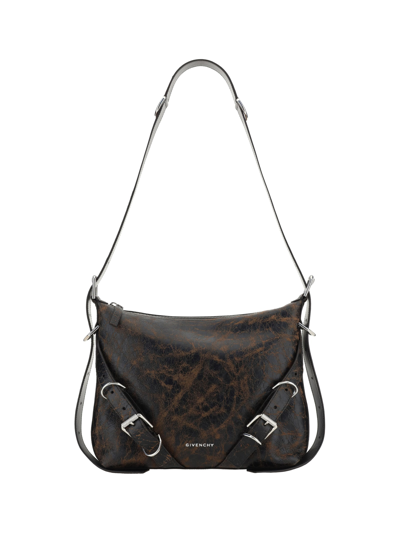 Shop Givenchy Voyou Shoulder Bag In Black/brown Mud