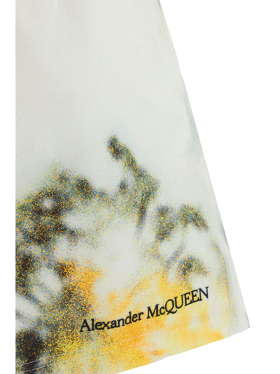 Shop Alexander Mcqueen Flower Swimsuit In White/yellow