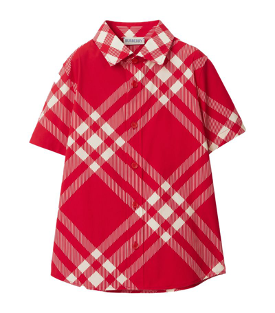 Shop Burberry Stretch Cotton Check Shirt (3-14 Years) In Multi