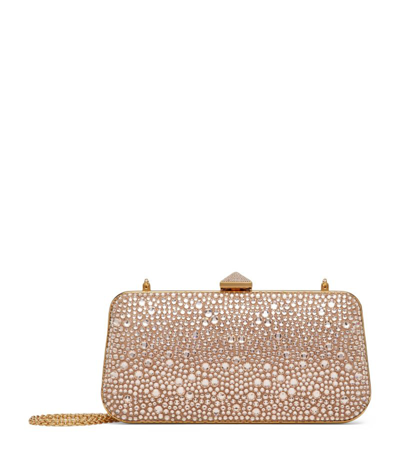 Shop Valentino Crystal-embellished Minaudiere Clutch Bag In Nude