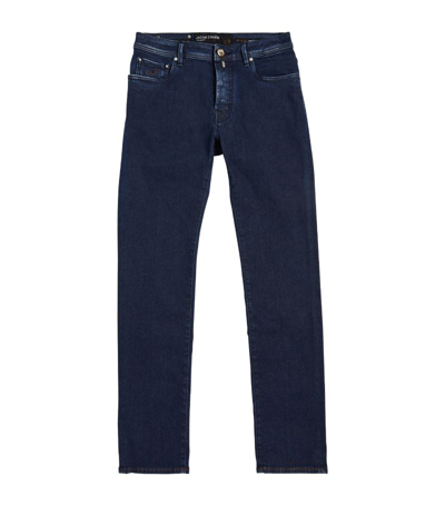 Shop Jacob Cohen Cotton-blend Slim Jeans In Navy