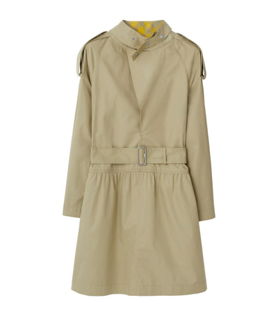 Shop Burberry Gabardine Trench Coat Mini Dress In Neutrals
