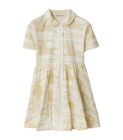 Shop Burberry Kids Cotton Ekd Dress (3-14 Years) In Neutrals