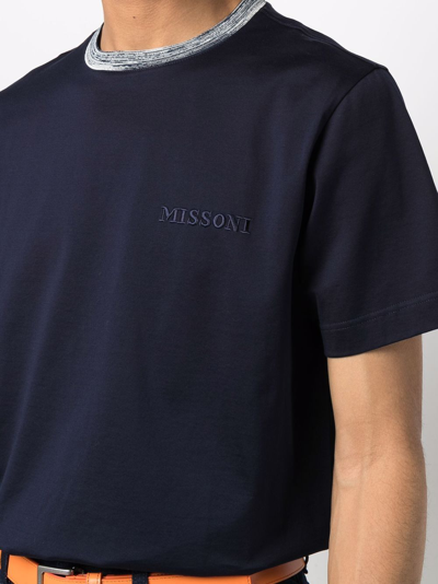 Shop Missoni Cotton T-shirt In Blue
