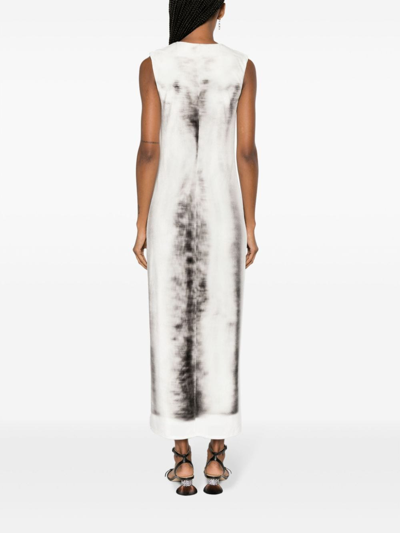 Shop Loewe Blurred Print Tube Dress In Grey