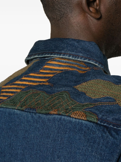 Shop Ps By Paul Smith Printed Denim Jacket In Blue