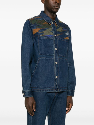 Shop Ps By Paul Smith Printed Denim Jacket In Blue