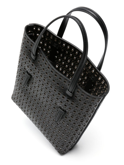 Shop Alaïa Mina Ns Leather Bucket Bag In Black