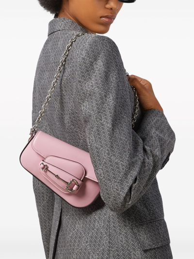 Shop Gucci Horsebit Leather Shoulder Bag In Pink