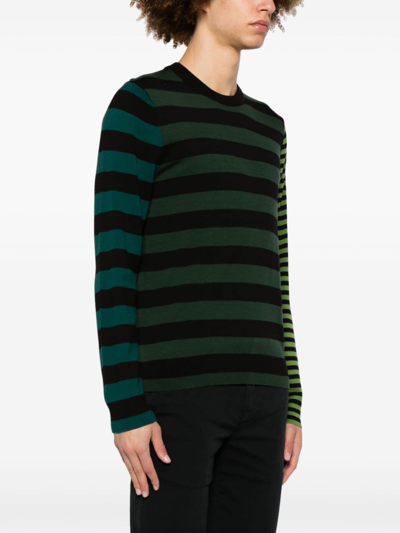 Shop Ps By Paul Smith Striped Cotton Crewneck Sweater In Black