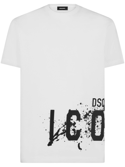 Shop Dsquared2 Icon Splash Cotton T-shirt In White