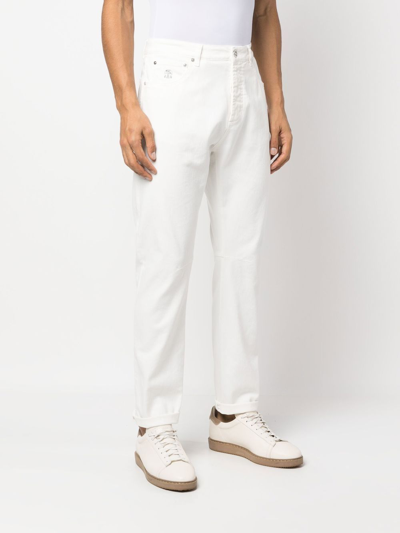 Shop Brunello Cucinelli Leisure Fit Denim Jeans In White