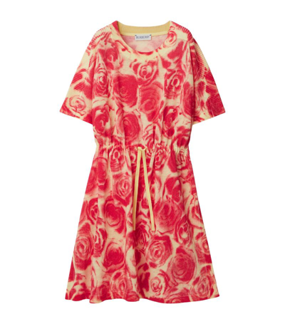 Shop Burberry Kids Linen-cotton Rose Print Dress (3-14 Years) In Multi