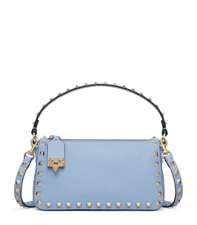 Shop Valentino Leather Rockstud Cross-body Bag In Blue