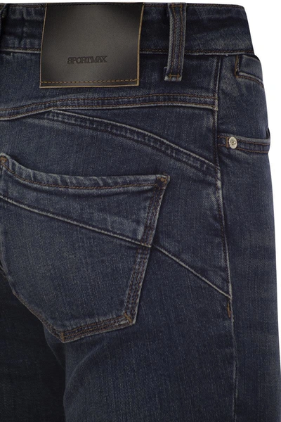 Shop Sportmax Umbria - Mini Flare Denim Trousers In Dark Blue