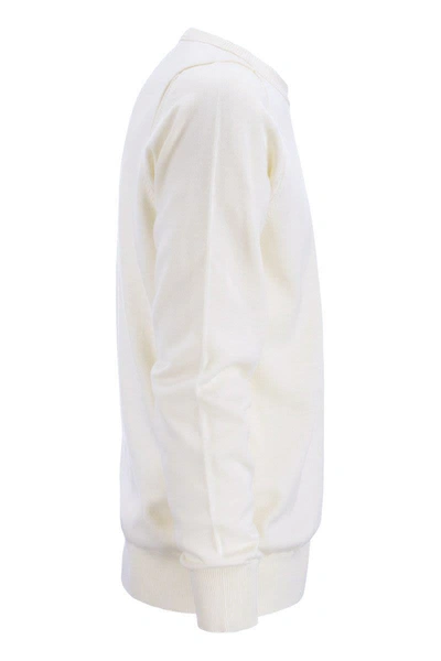 Shop Stone Island Crew-neck Cotton Jumper In White