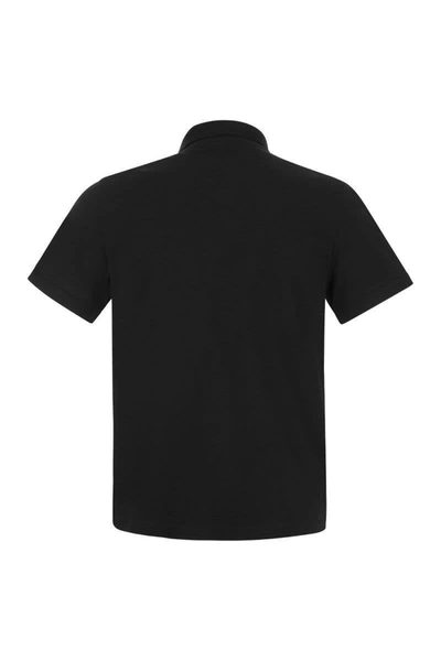 Shop Stone Island Slim Cotton Polo Shirt In Black