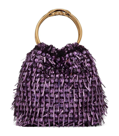 Shop Valentino Embellished Carry Secrets Top-handle Bag In Purple