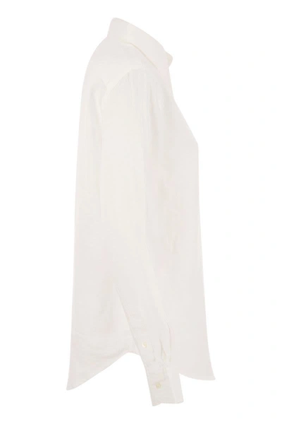 Shop Polo Ralph Lauren Linen Shirt In White