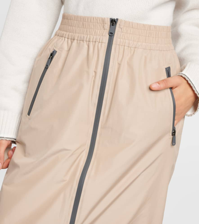 Brunello Cucinelli Zip-up Taffeta Maxi Skirt In Brown