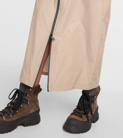 Brunello Cucinelli Zip-up Taffeta Maxi Skirt In Brown