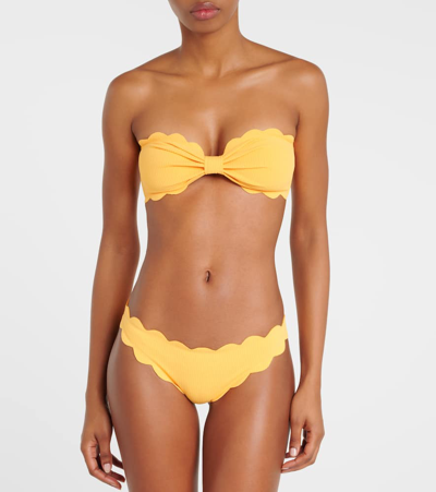 Shop Marysia Antibes Scalloped Bandeau Bikini Top In Orange