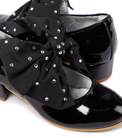 Shop Monnalisa Bow-detail Patent Leather Mary Jane Pumps In Black