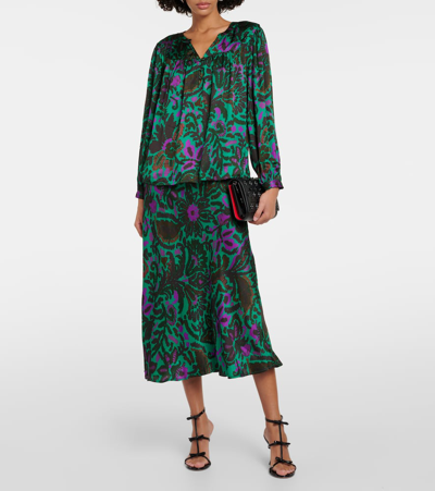 Velvet Kaiya Printed Satin Midi Skirt In Multicoloured