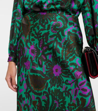 Shop Velvet Kaiya Printed Satin Midi Skirt In Multicoloured