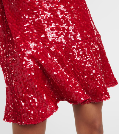 Shop Erdem Bow-detail Sequined Minidress In Red