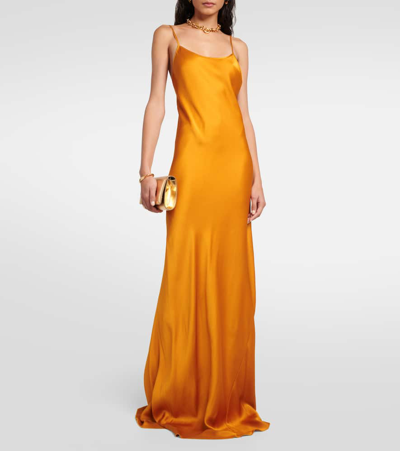 Shop Victoria Beckham Cami Satin Gown In Orange