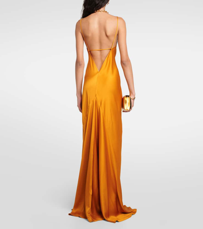 Shop Victoria Beckham Cami Satin Gown In Orange