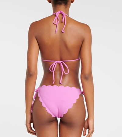 Shop Marysia Molt Scalloped Triangle Bikini Bottoms In Pink
