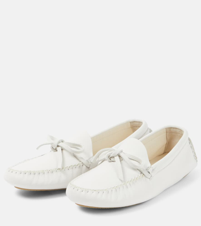 The Row Lucca Leather Moccasins In White