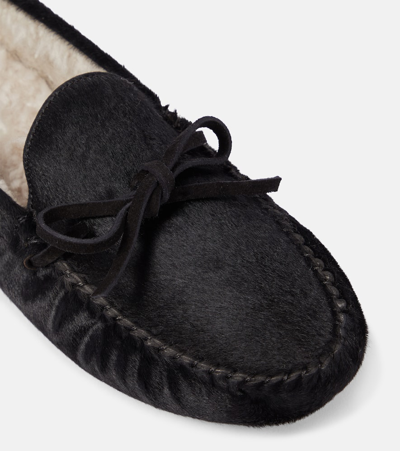 The Row Lucca Calf Hair Moccasins In Black